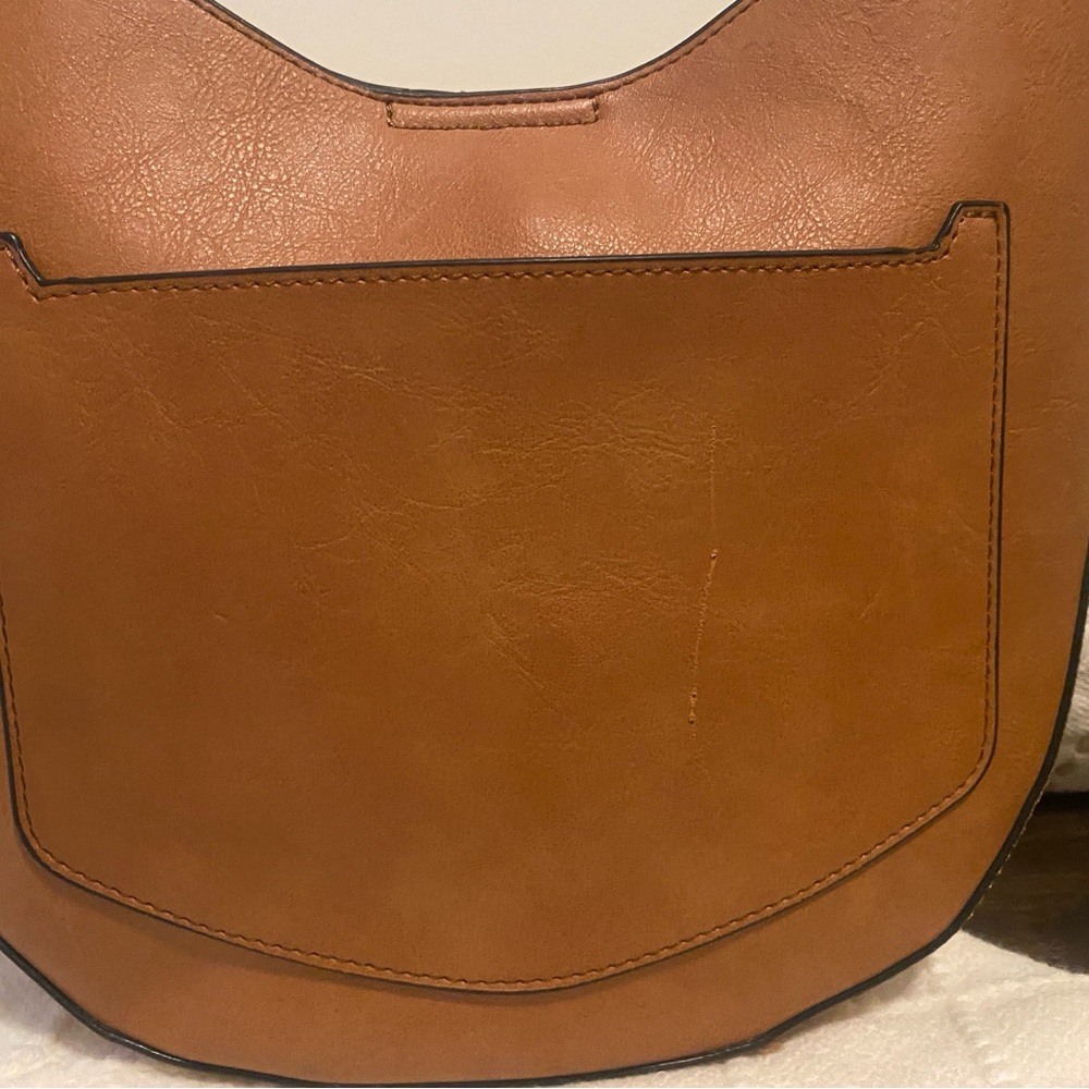 Tan Leather Like Shoulder Hobo Bag - Picture 6 of 8